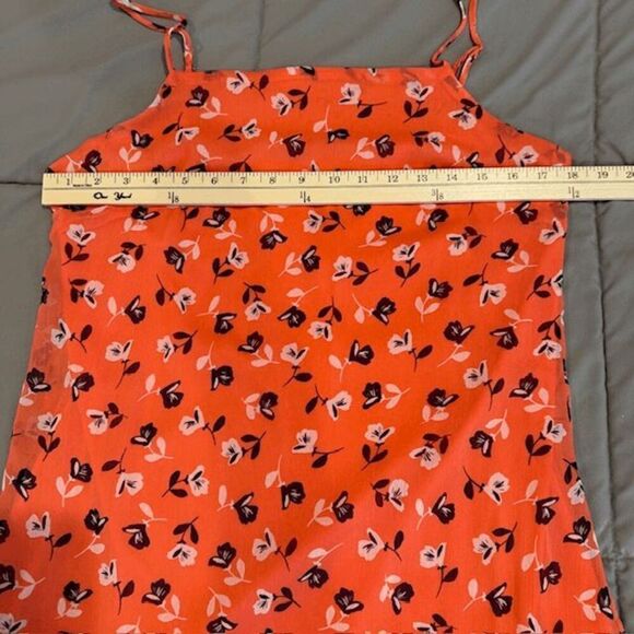 Mi Ami Coral Floral Sundress Chiffon Sheer Overlay Lined Strappy Size Medium - Picture 9 of 11